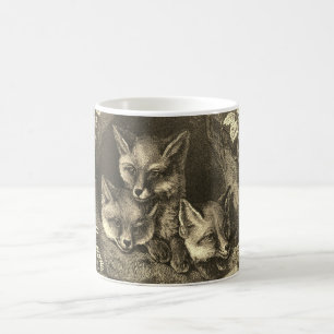 Vintage baby rävskog 3 smarta smårävar kaffemugg