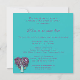 Vintage Baby Shower, Aqua Kärlek Hearts Träd Inbjudningar