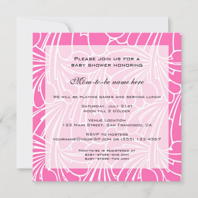 Vintage Baby Shower, Art nouveau Blommönster Inbjudningar (Framsida)