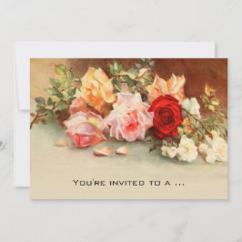 Vintage Baby Shower, Blommigten Antique Ro Flowers Inbjudningar