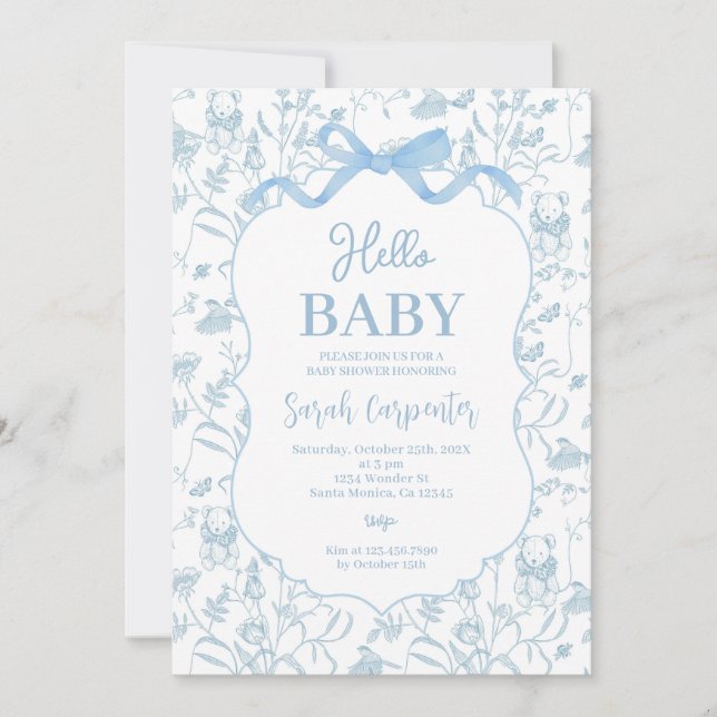 Vintage Baby Shower Boy Inbjudningar (Framsida)