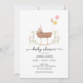 Vintage Baby Shower Girl-Gender - nintern inbjudan
