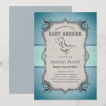 Vintage BABY SHOWER-inbjudan - dinosaur