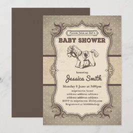 Vintage BABY SHOWER-inbjudan - leksak-häst Inbjudningar