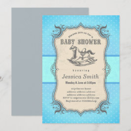 Vintage BABY SHOWER-inbjudan - Rocking Horse Inbjudningar
