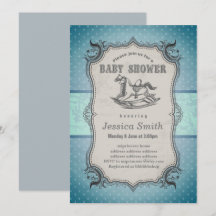 Vintage BABY SHOWER-inbjudan - Rocking Horse