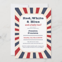 Vintage Baby Shower Red White and Blue-inbjudan Inbjudningar