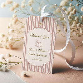 Vintage Baby Shower Rosa Rand Elegant Presentetikett