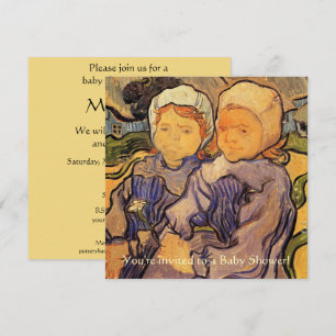Vintage Baby Shower, Van Gogh, Två Barn Inbjudningar