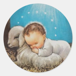 Vintage Baby som svänger med lampa Runt Klistermärke