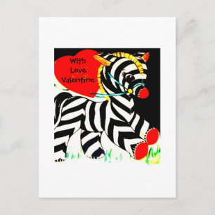 Vintage Baby Zebra Valentine Helg Vykort