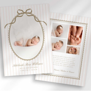 Vintage Babybild Födelseannonsering med båge Inbjudningar