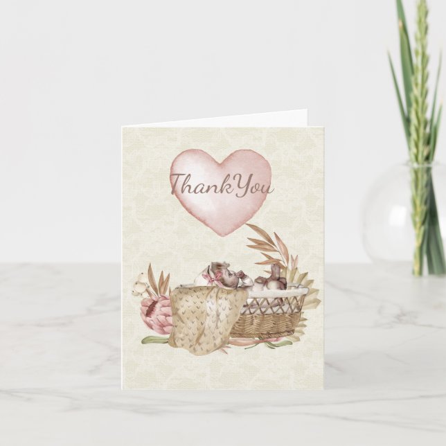 Vintage Babybildschema med stort tackkort (Framsida)