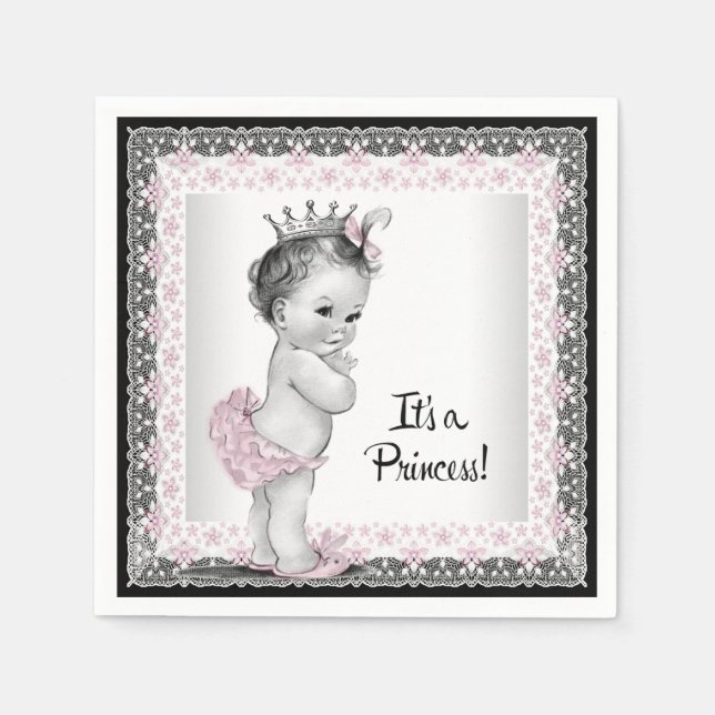 Vintage Babyflicka Bebisdopp Pappersservett (Framsidan)