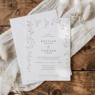 Vintage Baby's Breath Delicate Wildflower Wedding Inbjudningar