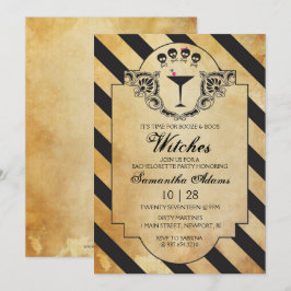 Vintage Bachelorette Party Halloween-inbjudan Inbjudningar