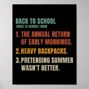 Vintage Back to school-definitionslärare tillbaka Poster