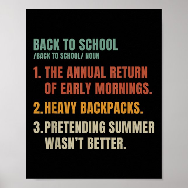 Vintage Back to school-definitionslärare tillbaka  Poster (Framsidan)