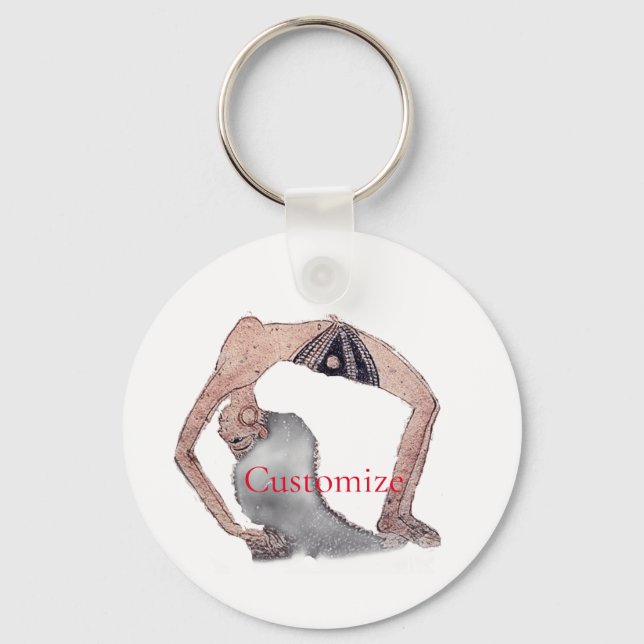 Vintage Backbend Yoga Pose Thunder_Cove Nyckelring (Framsida)