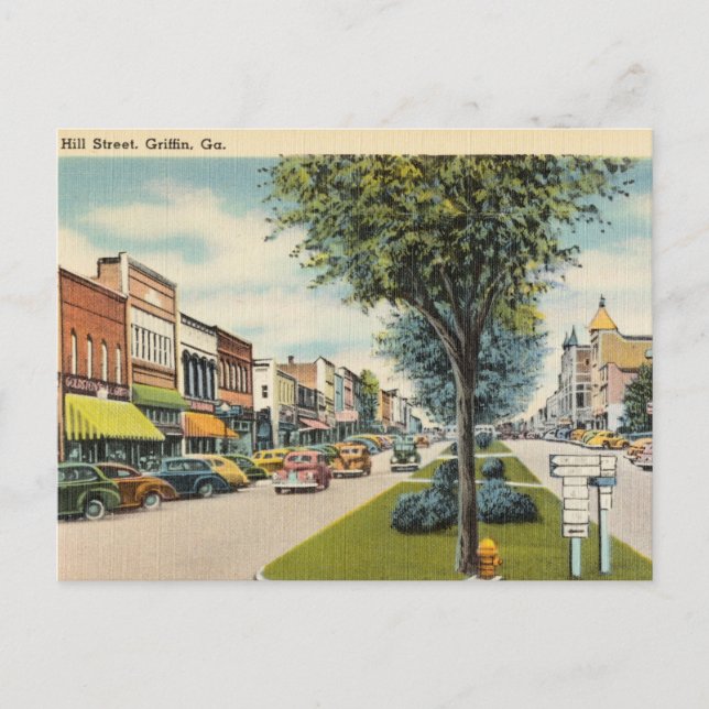 Vintage, Backe Street, Griffin, Georgia Vykort (Framsida)