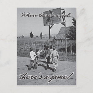 Vintage Backyard Basketball Postcard Vykort