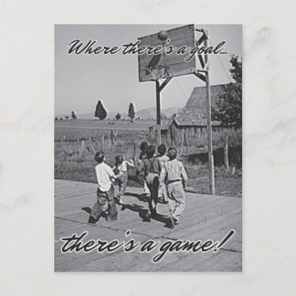 Vintage Backyard Basketball Postcard Vykort