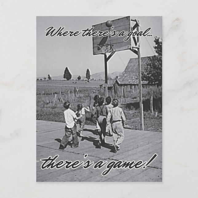 Vintage Backyard Basketball Postcard Vykort (Framsida)
