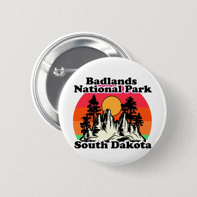 Vintage Badlands nationalpark Knapp (Framsida & baksida)