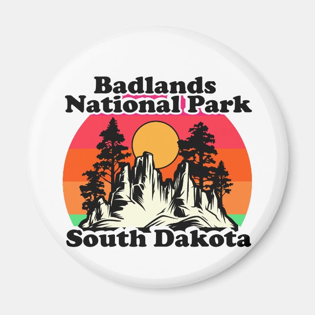Vintage Badlands nationalpark Magnet (Framsidan)