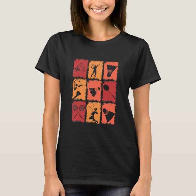 Vintage Badminton Player Badminton Fun T Shirt (Framsida)
