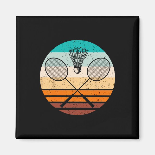 Vintage Badminton Player Badminton Magnet (Framsidan)