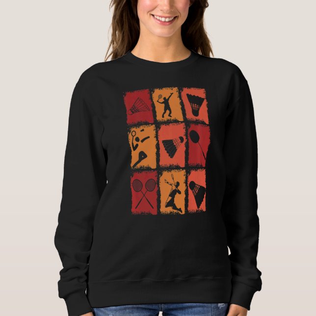Vintage Badminton Player Badminton T Shirt (Framsida)