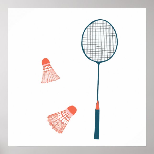 Vintage Badminton Print - Racquet and Birdies Art Poster (Framsidan)