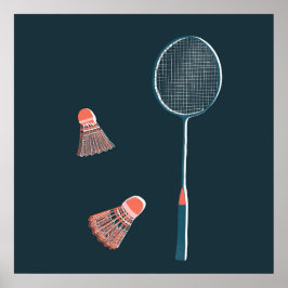 Vintage Badminton Print - Racquet and Birdies Art Poster