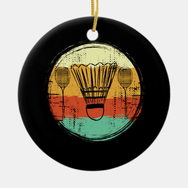 Vintage badminton-set julgransprydnad keramik (Framsidan)