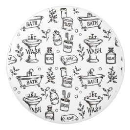 Vintage Badrumsdekor - Vit/Svart Knopp