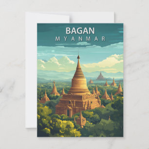 Vintage Bagan Myanmar Resa Vykort