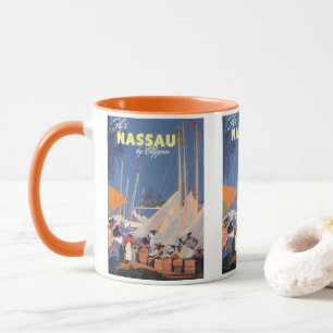 Vintage Bahamas Resor Konst, Flyg till Nassau med Mugg