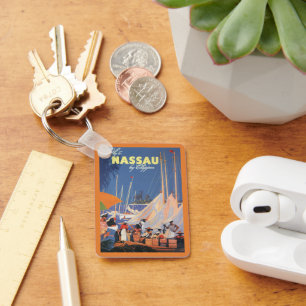 Vintage Bahamas Resor Konst, Flyg till Nassau med Nyckelring