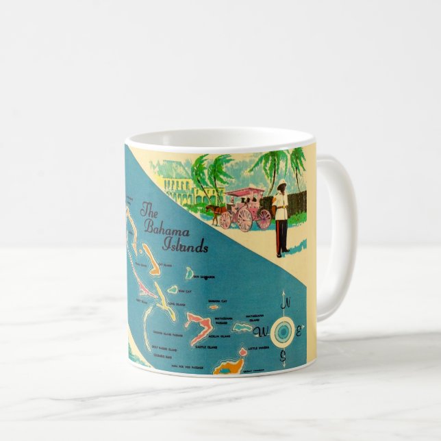 Vintage Bahamasöarna Karta Kaffemugg (Framsida höger)