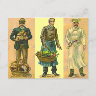 Vintage Baker Grocer Cook Vykort