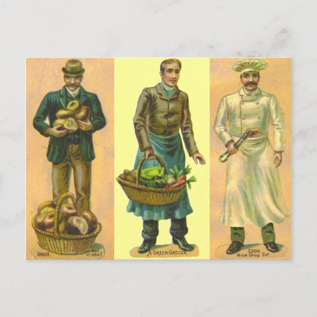 Vintage Baker Grocer Cook Vykort (Framsida)