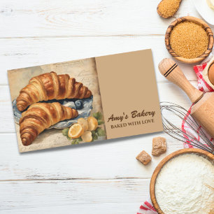 Vintage Baker Pastry Chef Croissant Bread Bakery Visitkort