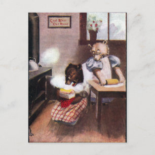 Vintage Baking Bears Vykort
