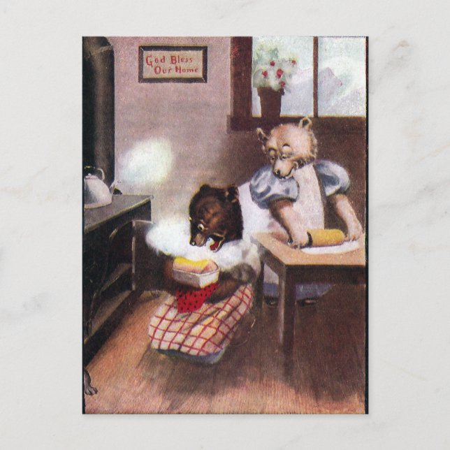 Vintage Baking Bears Vykort (Framsida)