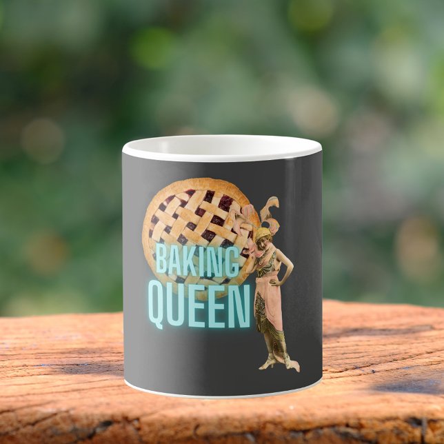 Vintage Baking Queen on Grått Kaffemugg (Skapare uppladdad)