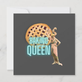 Vintage Baking Queen på Grått Flat Greeting Card