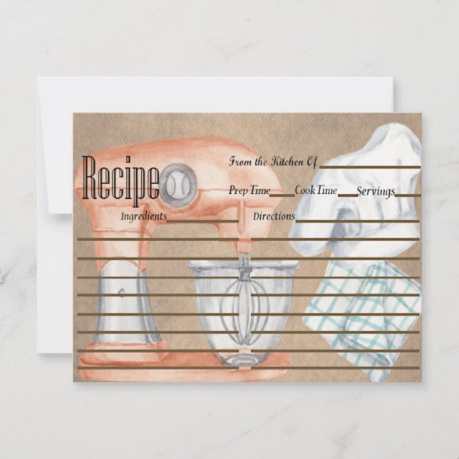 Vintage Baking Recipe Card, Land Stil (Framsida)