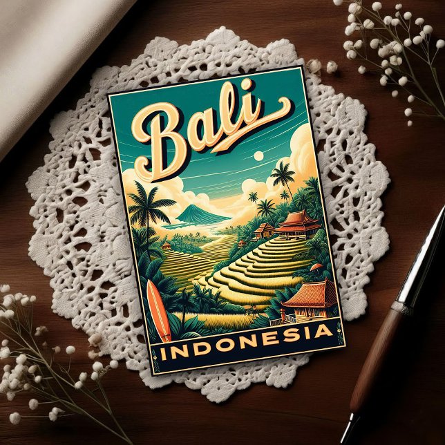 Vintage Bali, Indonesia Travel  Vykort (Skapare uppladdad)