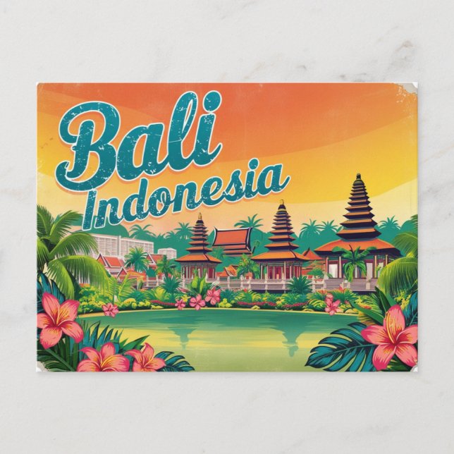 Vintage Bali, Indonesien Vykort (Framsida)